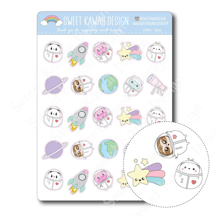 Kawaii Critter Stickers - Space