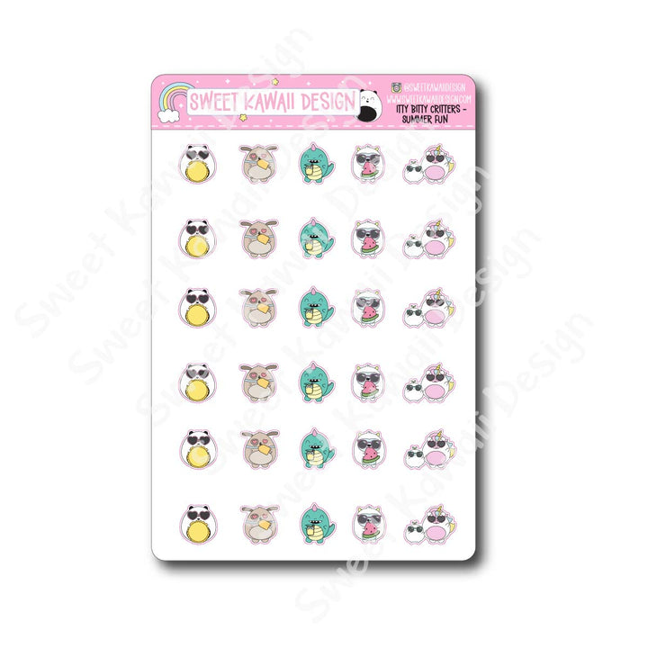 Kawaii Critter Stickers - Summer Fun
