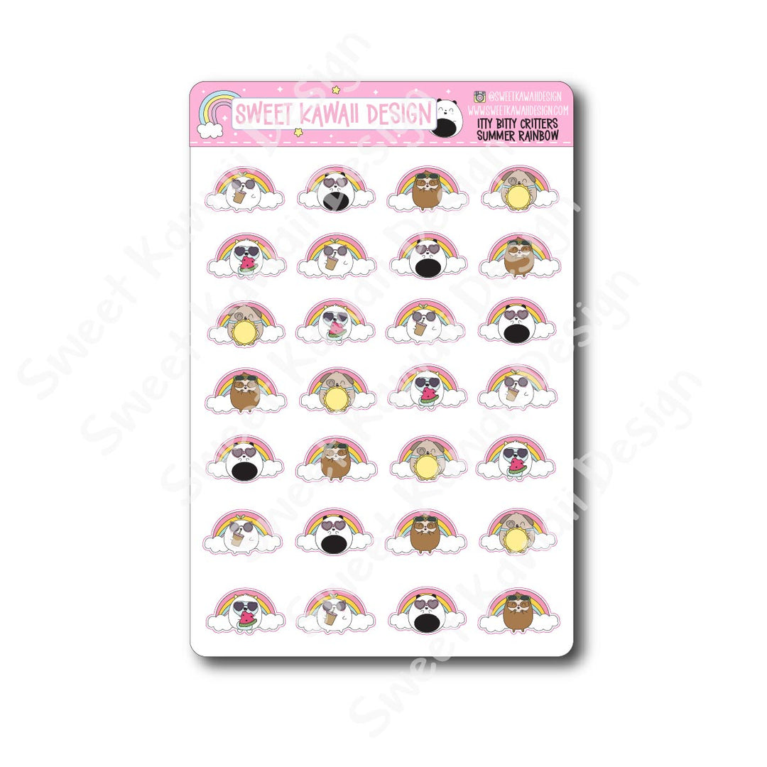 Kawaii Critter Stickers - Summer Rainbow