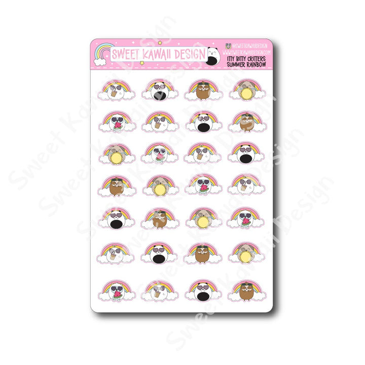 Kawaii Critter Stickers - Summer Rainbow