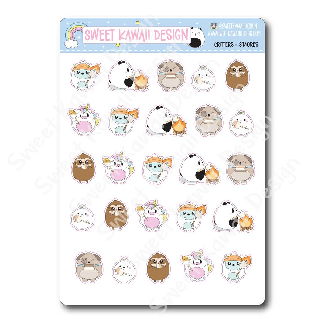 Kawaii Critter Stickers - S'mores