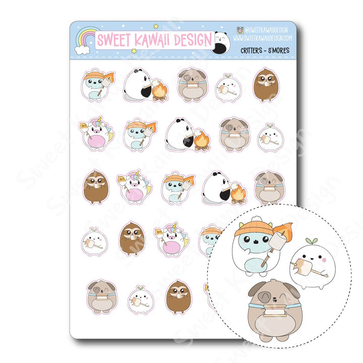Kawaii Critter Stickers - S'mores