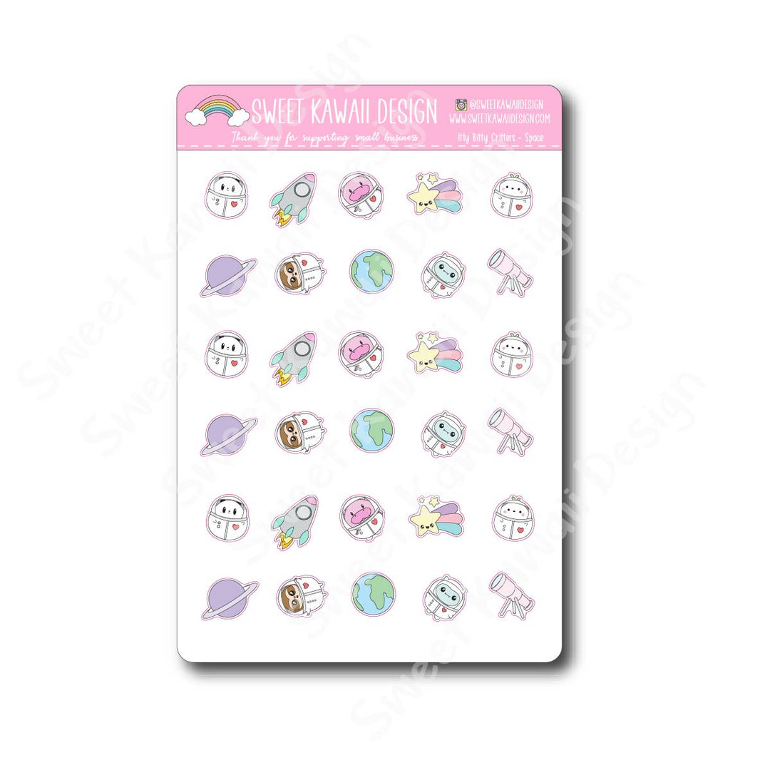 Kawaii Critter Stickers - Space
