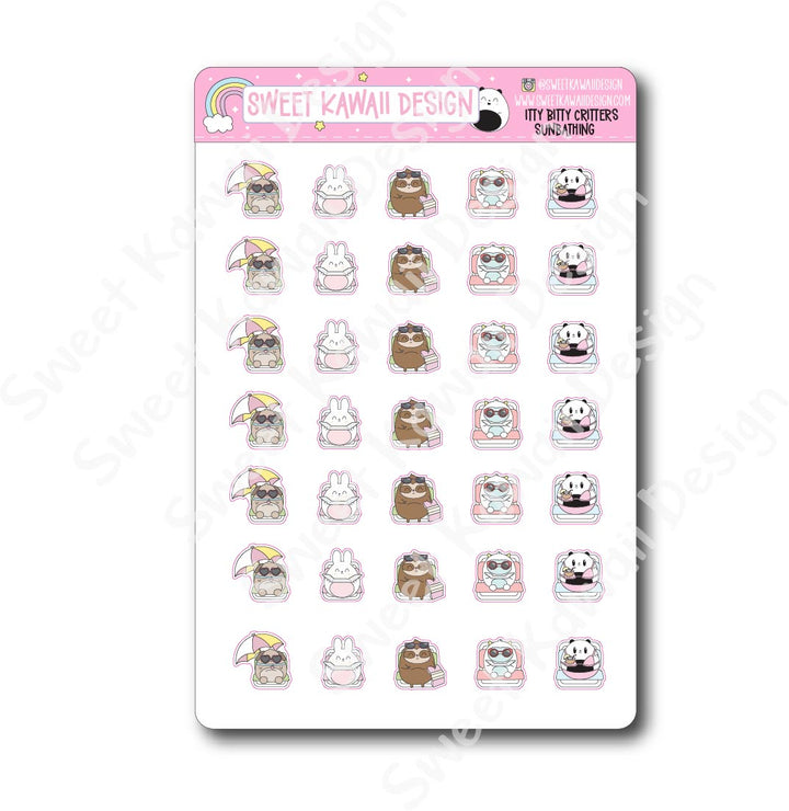 Kawaii Critter Stickers - Sunbathing