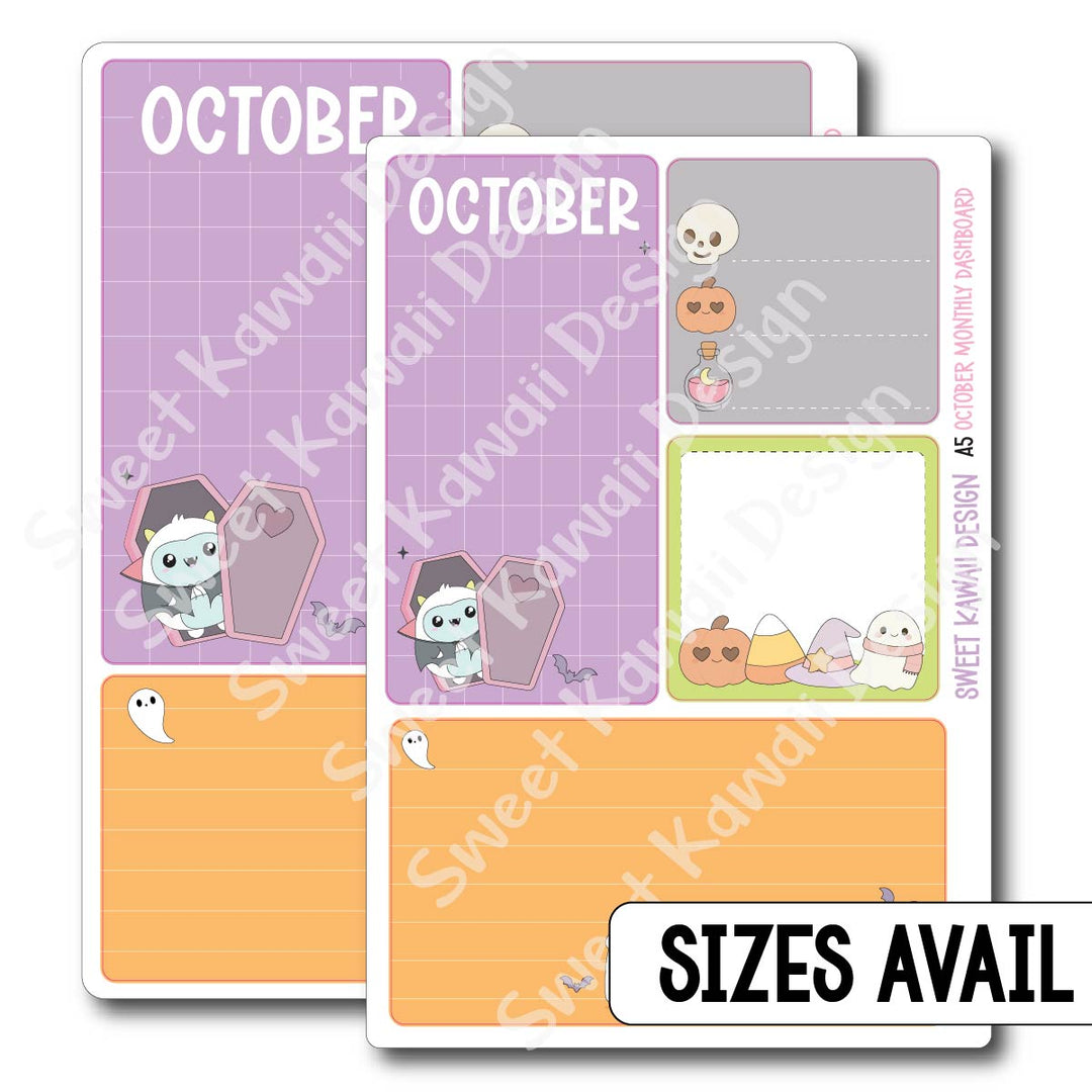 Kawaii Monthly Dashboard - October - Sizes Available
