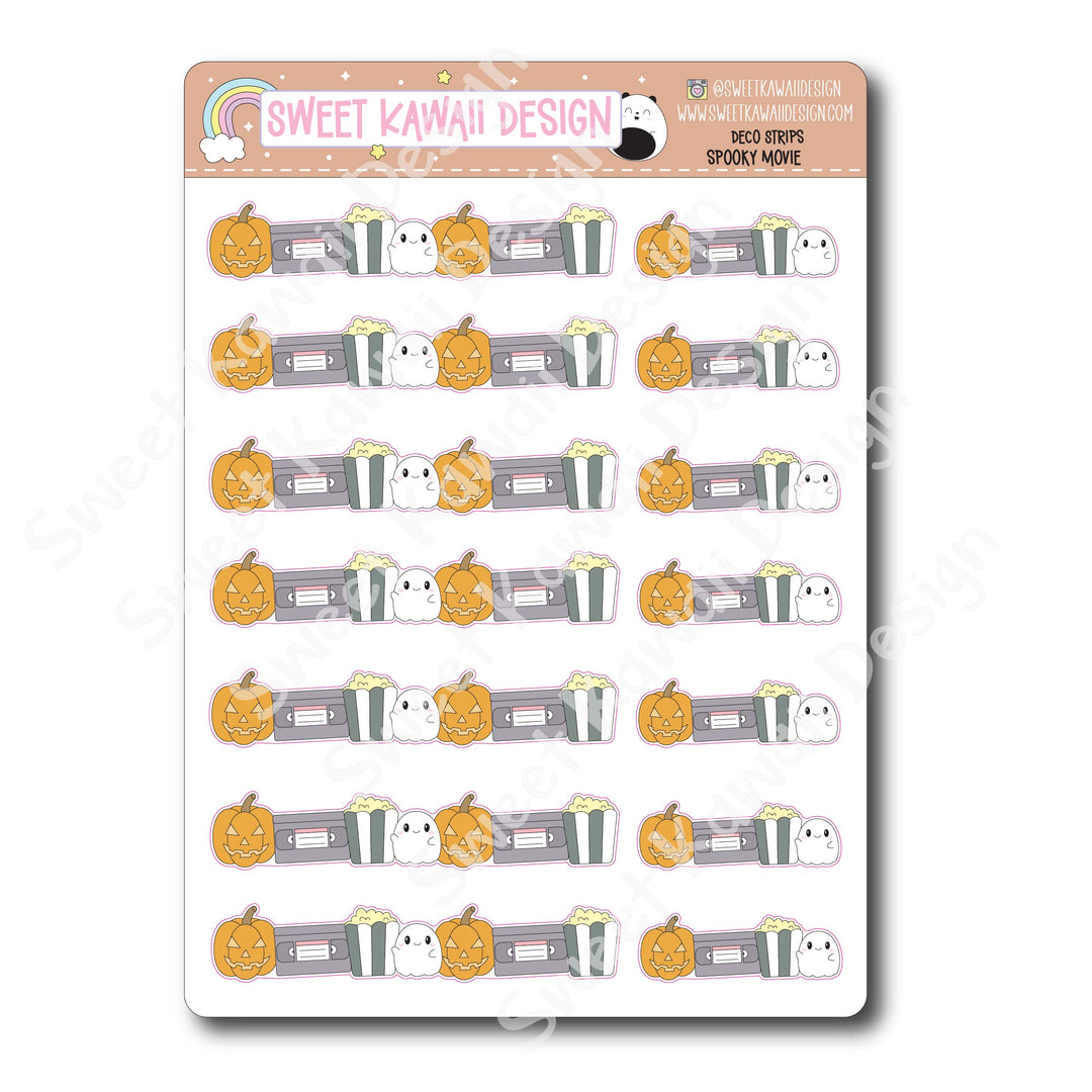 Kawaii Deco Strip Stickers (washi strip/border) - Spooky Movie