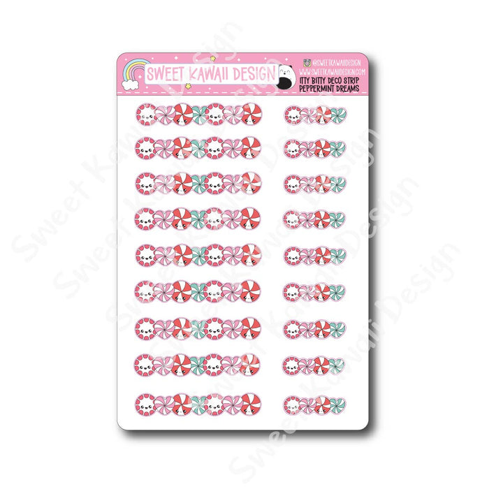 Kawaii Deco Strip Stickers (washi strip/border) - Peppermint Dreams