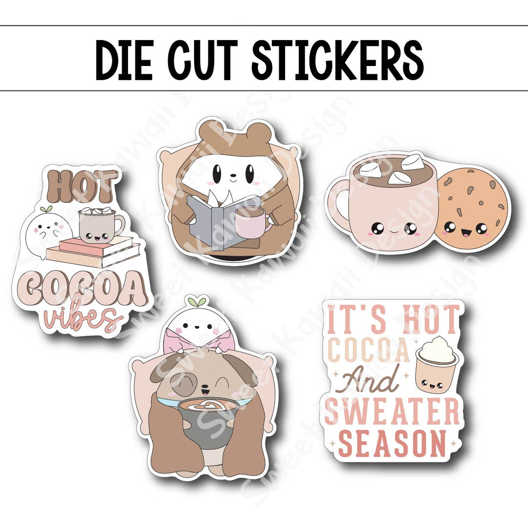 Kawaii Cozy Cocoa Die Diecut Sticker Set