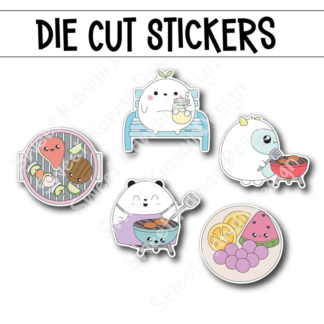 Kawaii Summer BBQ Die Diecut Sticker Set
