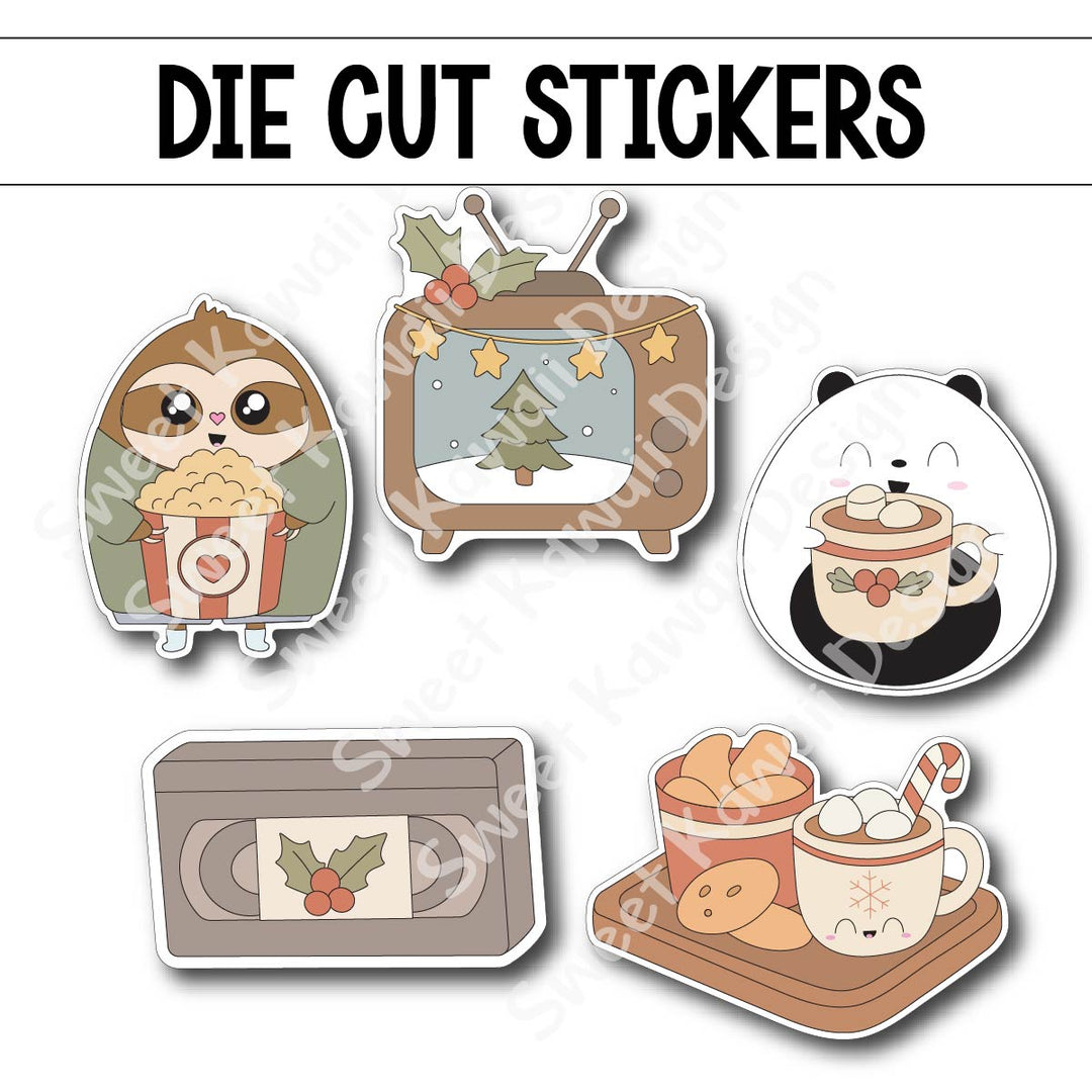 Kawaii Holiday Movie Magic Die Diecut Sticker Set