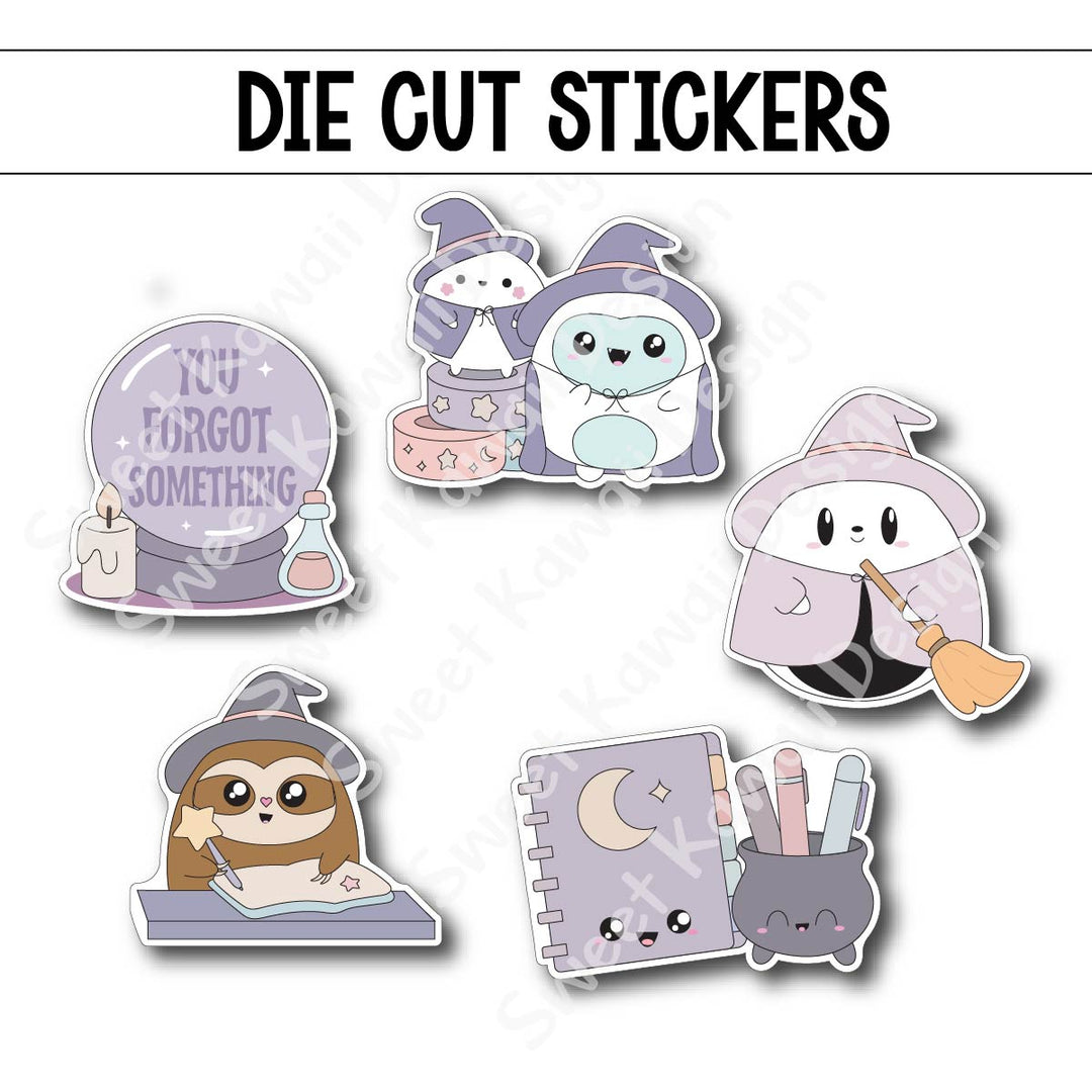 Kawaii Witch Please Die Diecut Sticker Set