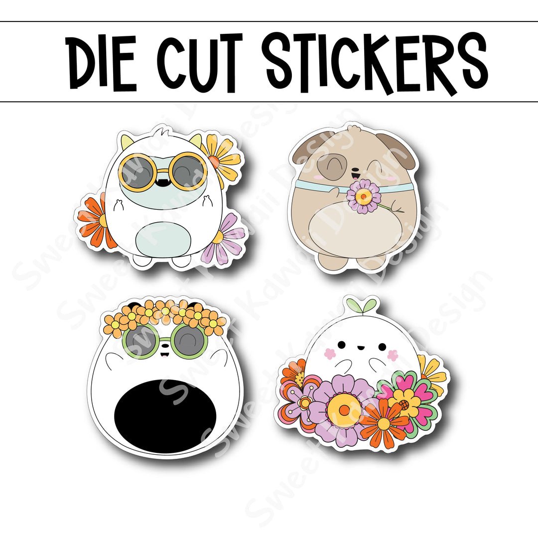 Kawaii Flower Power Diecut Sticker Set