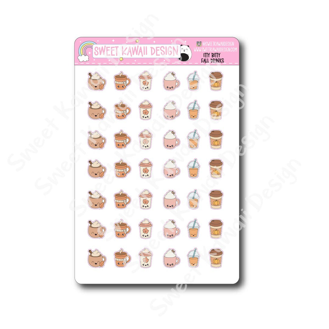 Kawaii Fall Drink Stickers