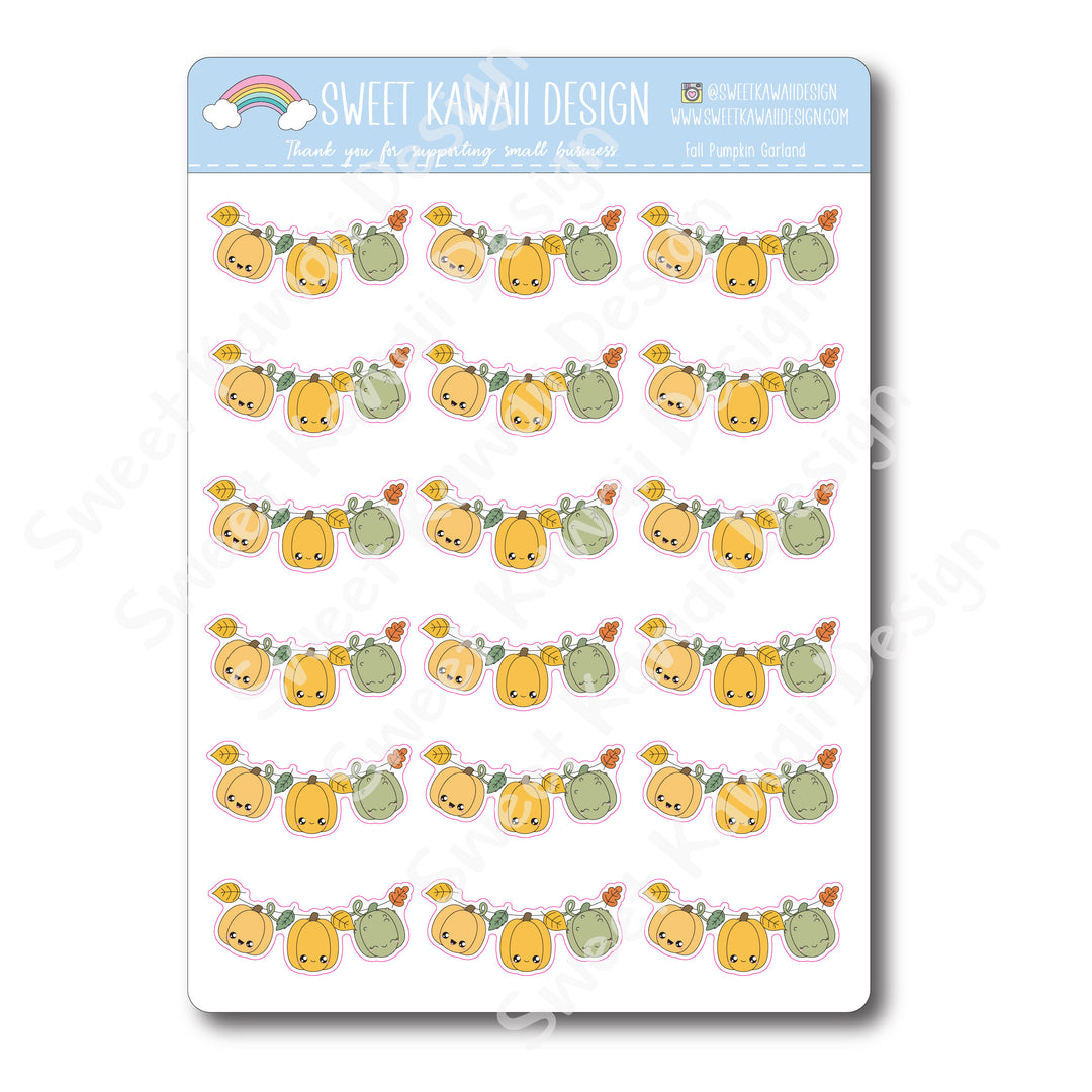 Kawaii Fall Pumpkin Garland Stickers