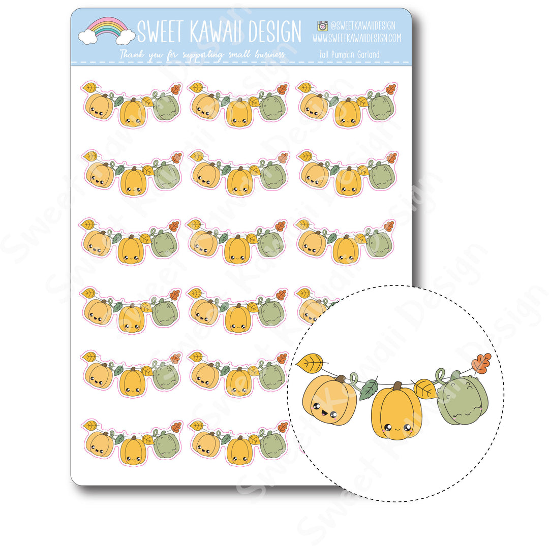Kawaii Fall Pumpkin Garland Stickers