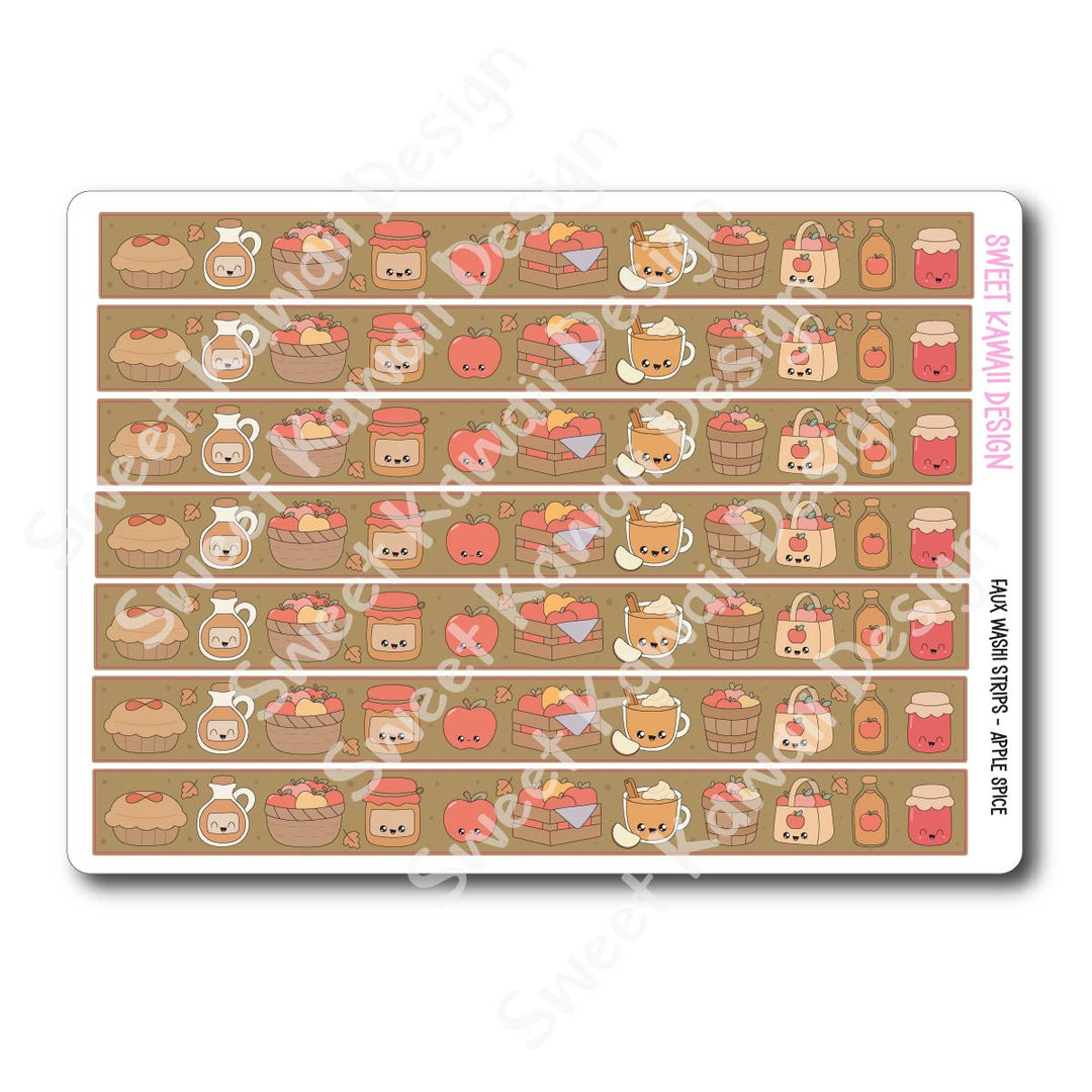 Kawaii Faux Washi Strips - Apple Spice