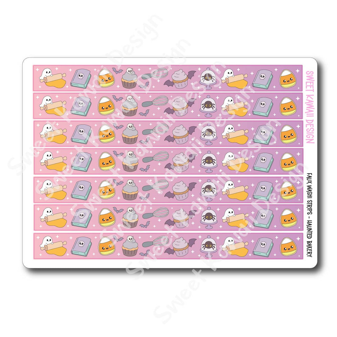 Kawaii Faux Washi Strips - Haunted Bakery
