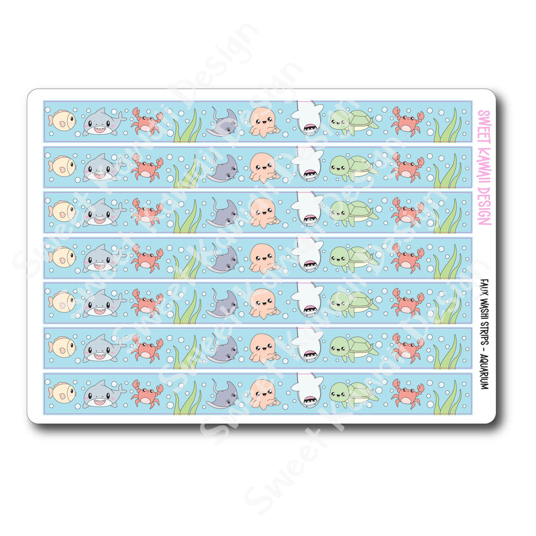 Kawaii Faux Washi Strips - Aquarium