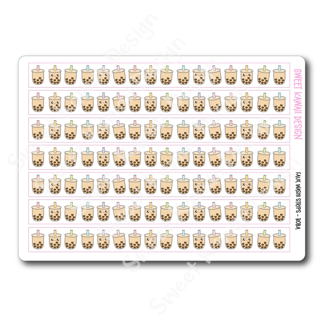 Kawaii Faux Washi Strips - Boba