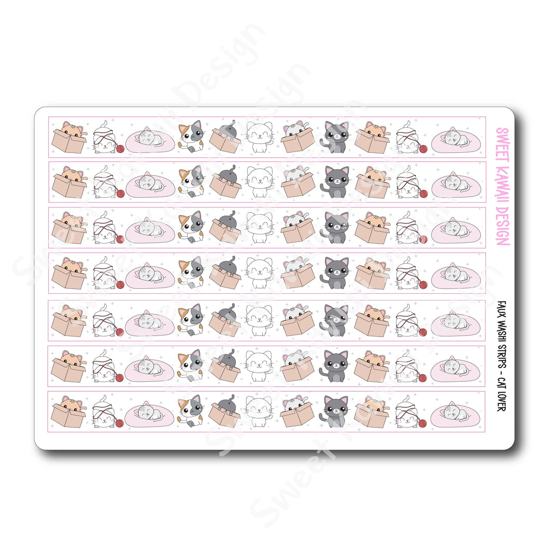 Kawaii Faux Washi Strips - Cat Lover