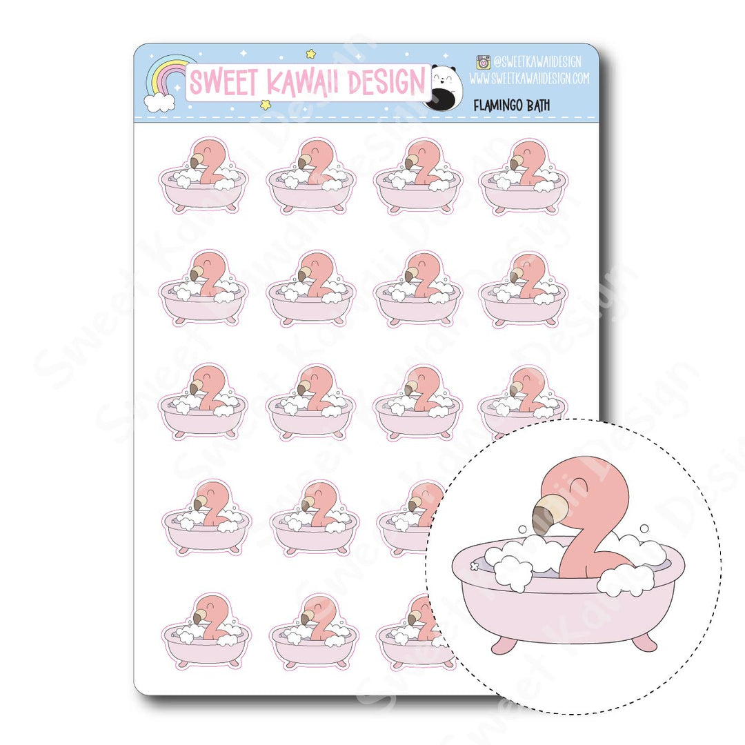 Kawaii Flamingo Stickers - Bath
