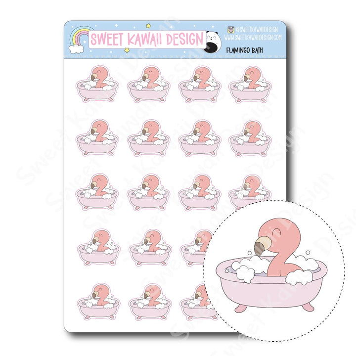 Kawaii Flamingo Stickers - Bath