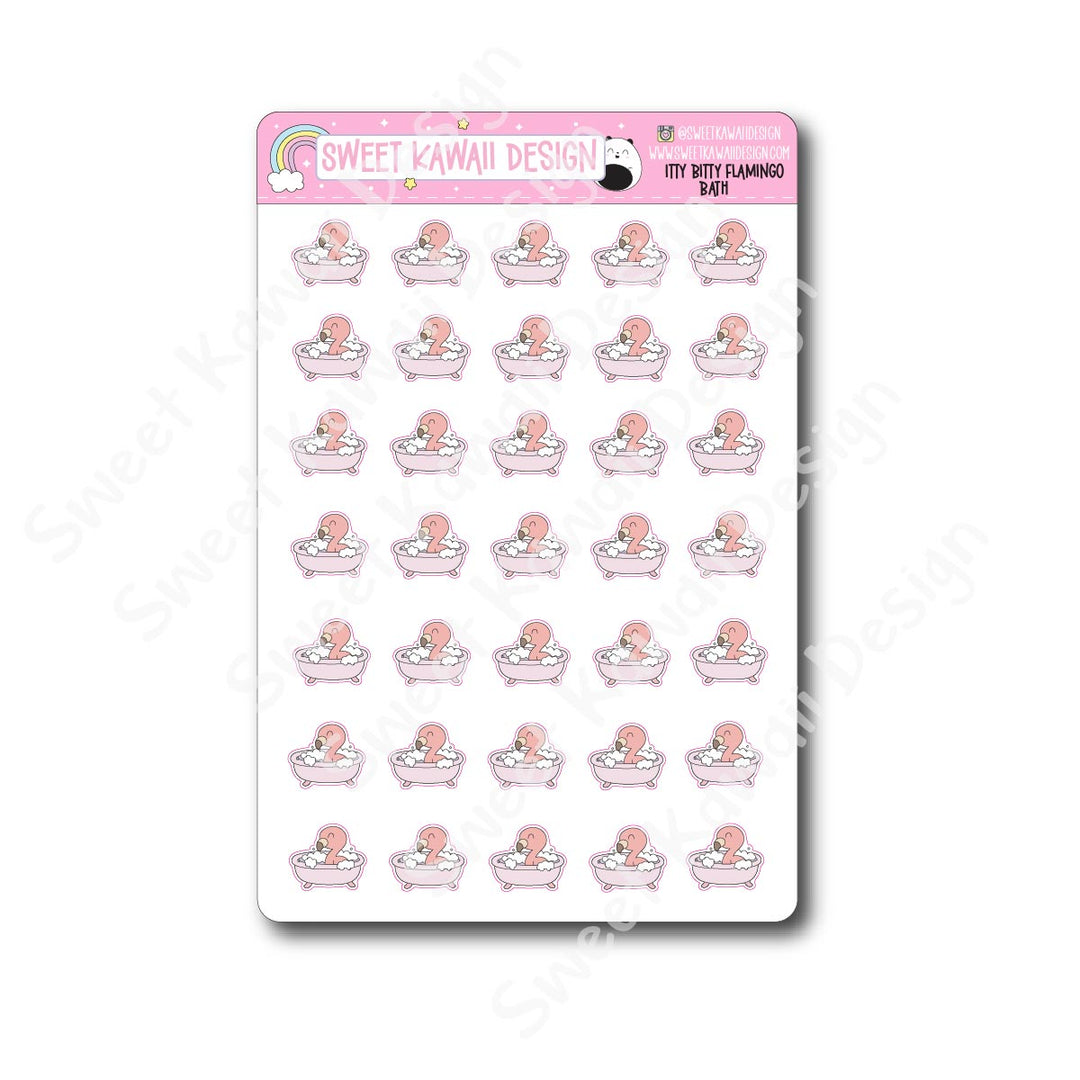 Kawaii Flamingo Stickers - Bath