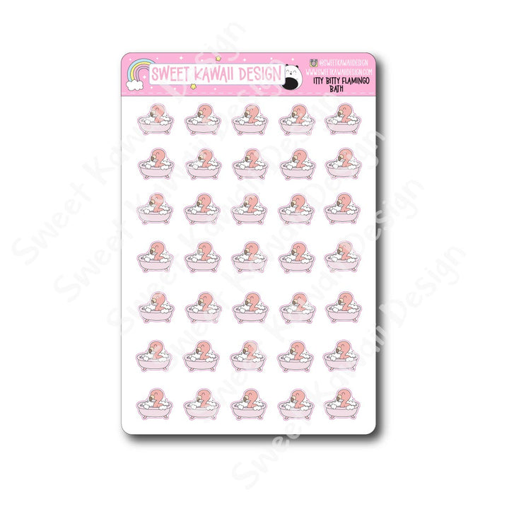 Kawaii Flamingo Stickers - Bath