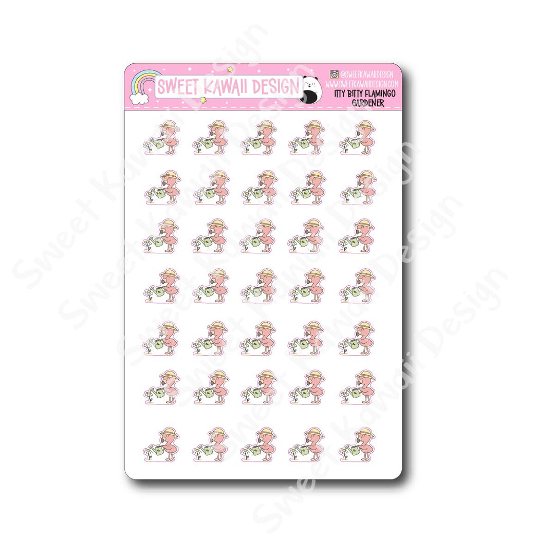Kawaii Flamingo Stickers - Gardener