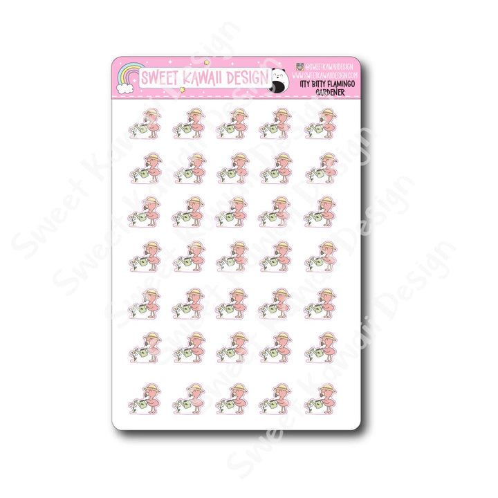 Kawaii Flamingo Stickers - Gardener