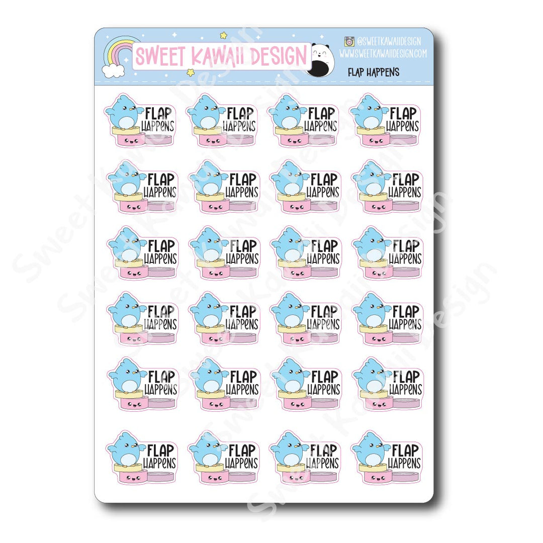 Kawaii Flap Happens Stickers