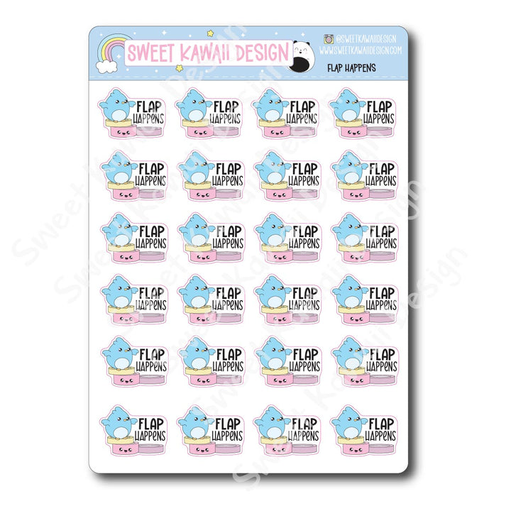 Kawaii Flap Happens Stickers
