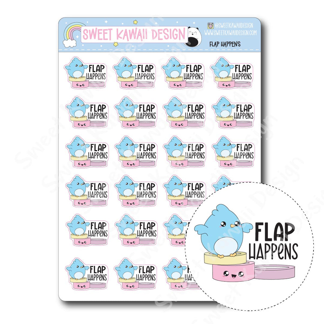 Kawaii Flap Happens Stickers