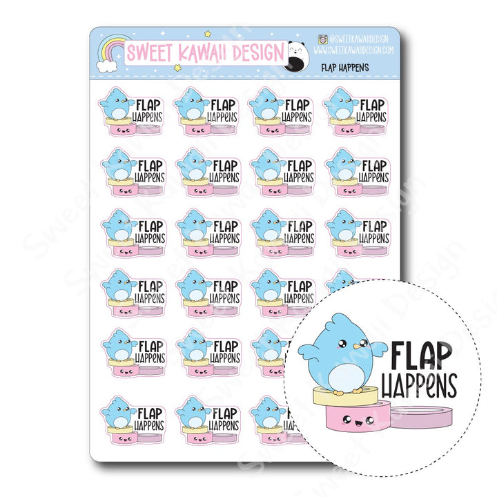 Kawaii Flap Happens Stickers