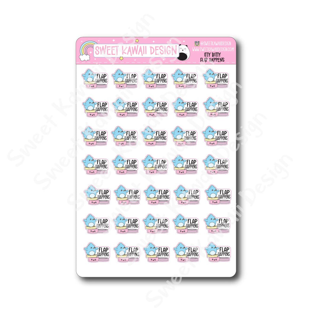 Kawaii Flap Happens Stickers