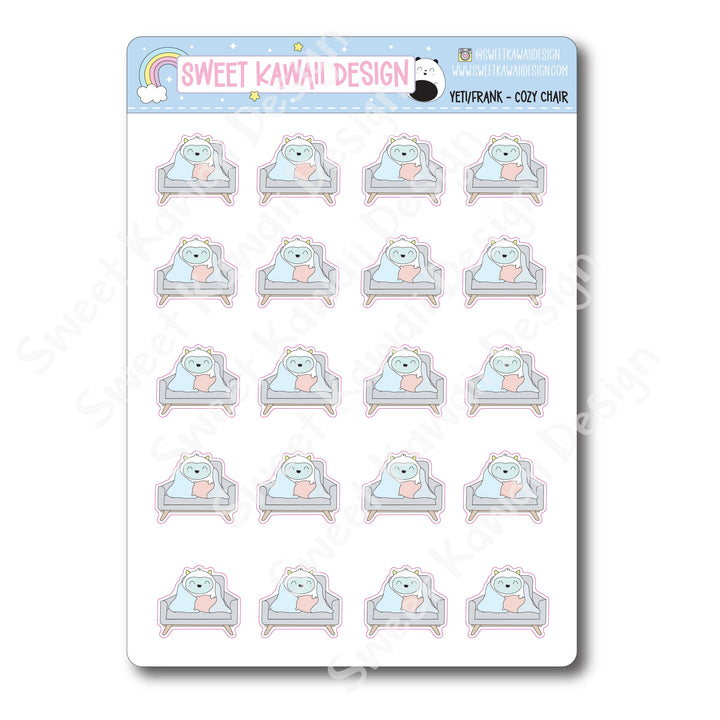 Kawaii Yeti (Frank) Stickers - Cozy Chair