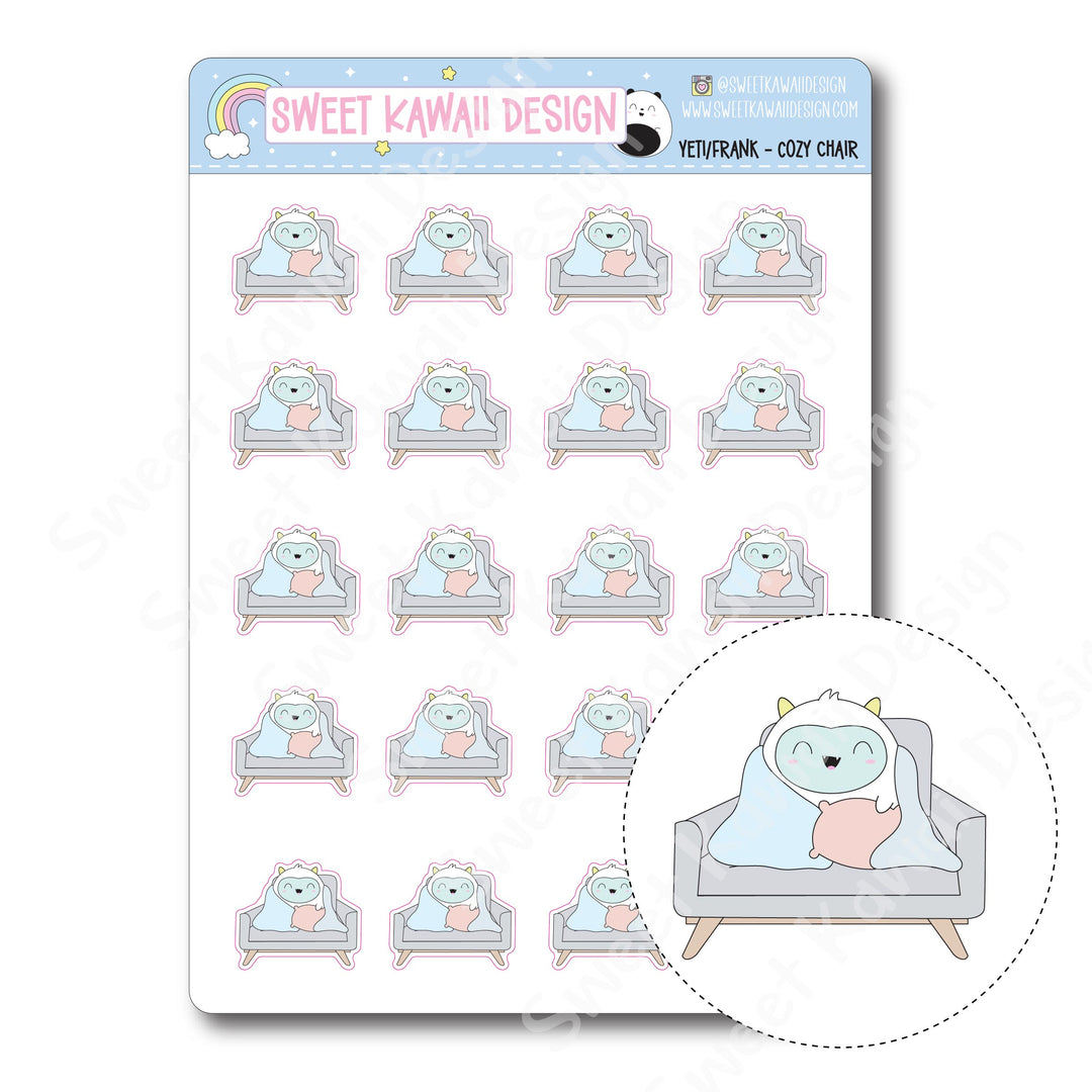 Kawaii Yeti (Frank) Stickers - Cozy Chair