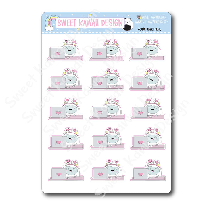 Kawaii Yeti (Frank) Stickers - Heart Desk