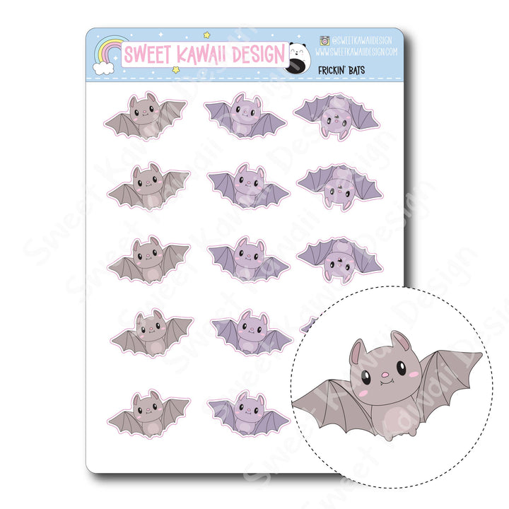 Kawaii Frickin' Bats Stickers