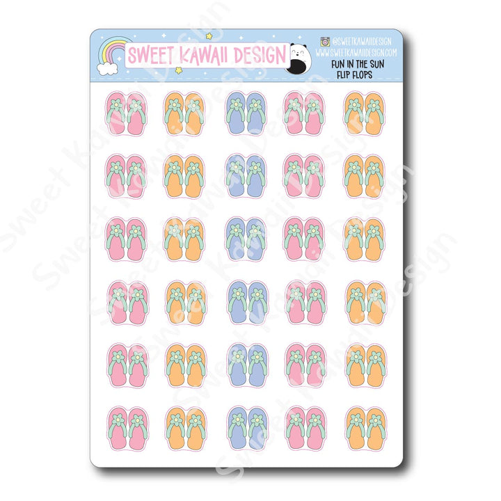 Kawaii Fun in the Sun Stickers - Flip Flops