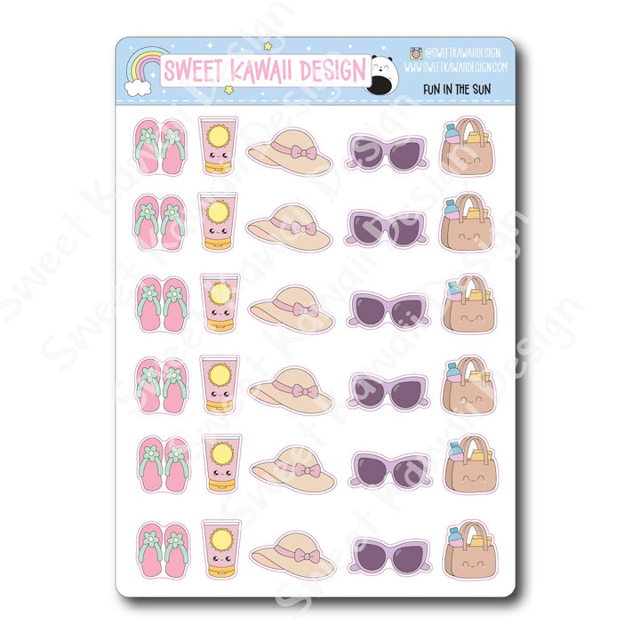 Kawaii Fun in the Sun Stickers