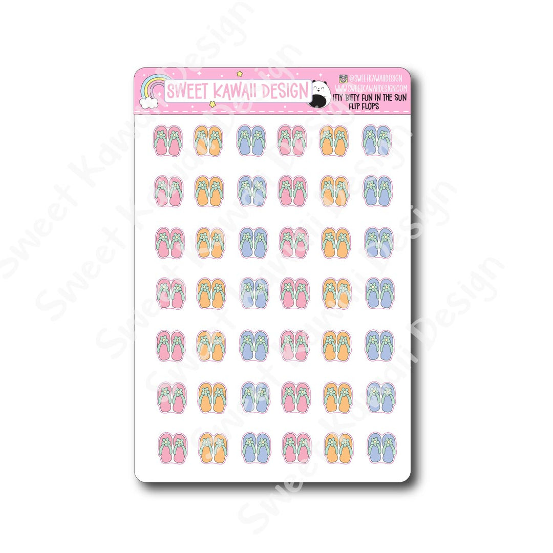 Kawaii Fun in the Sun Stickers - Flip Flops