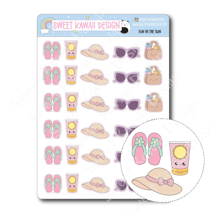 Kawaii Fun in the Sun Stickers