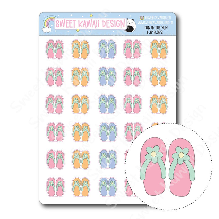 Kawaii Fun in the Sun Stickers - Flip Flops