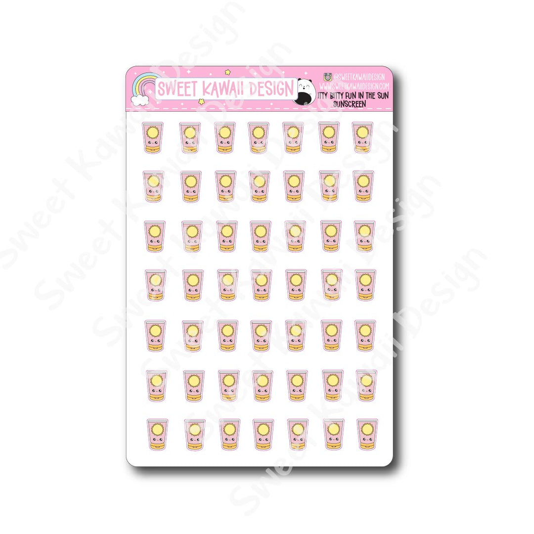 Kawaii Fun in the Sun Stickers - Sunscreen