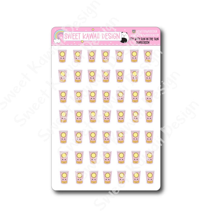Kawaii Fun in the Sun Stickers - Sunscreen