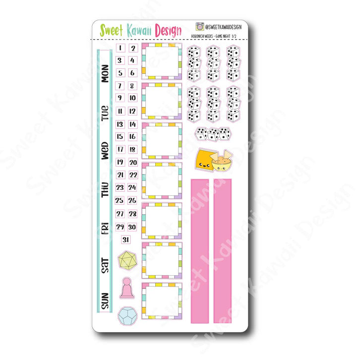 Kawaii Hobonichi Weeks Stickers - Game Night