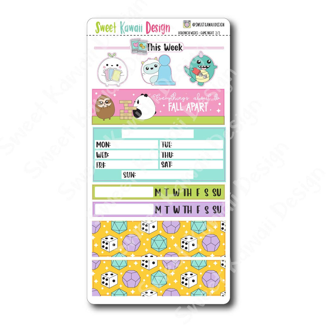 Kawaii Hobonichi Weeks Stickers - Game Night