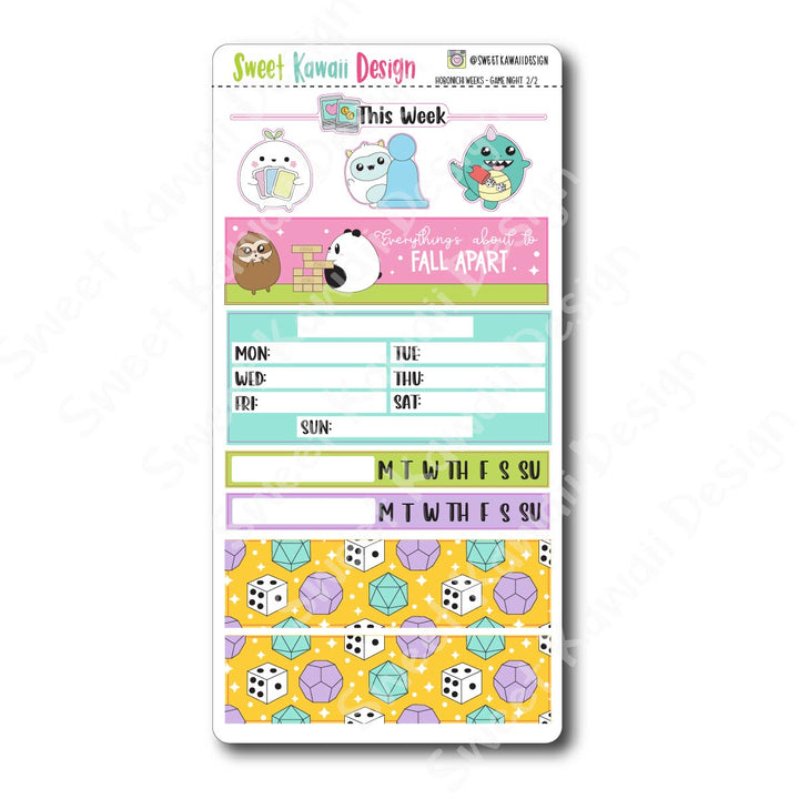 Kawaii Hobonichi Weeks Stickers - Game Night