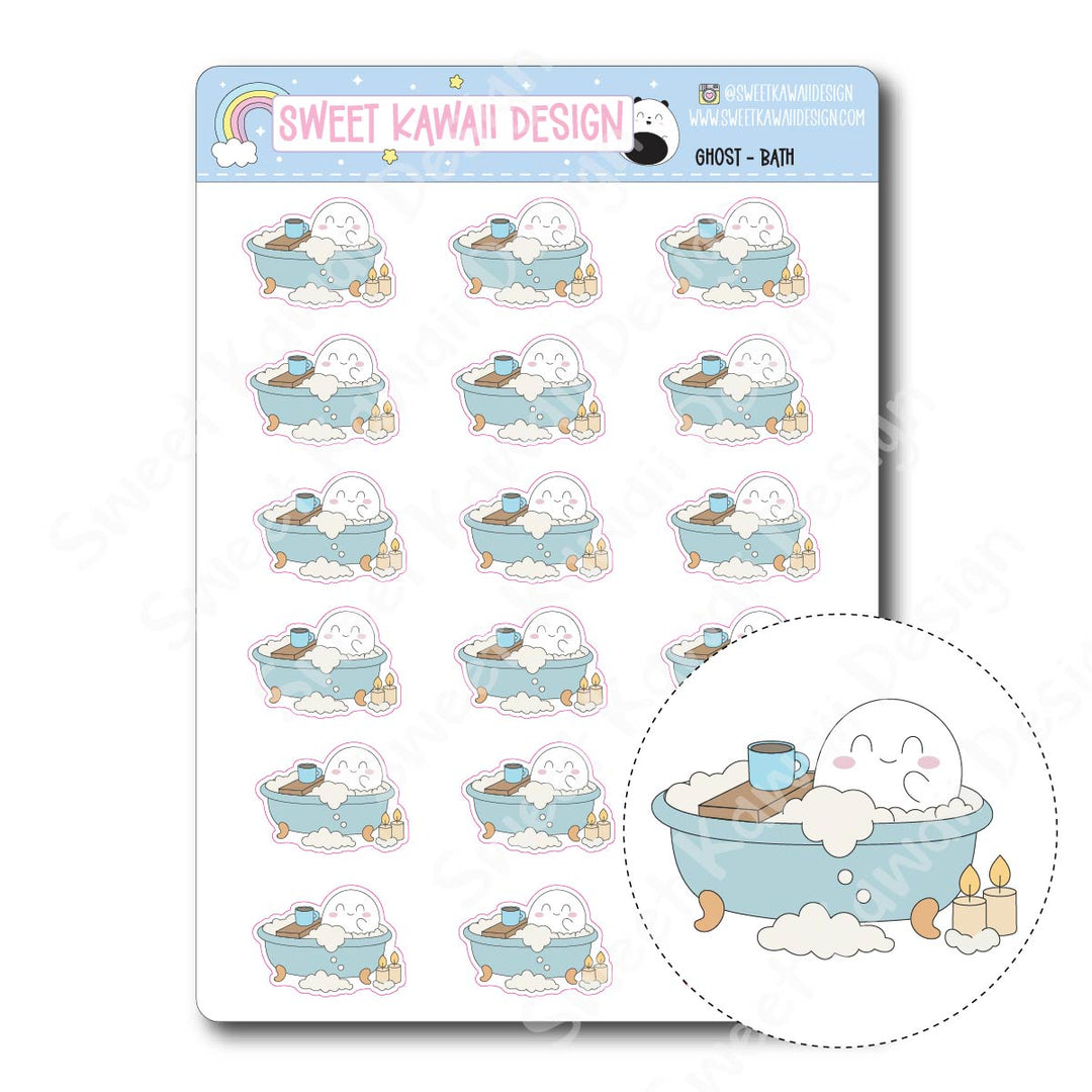 Kawaii Ghost Stickers - Bath